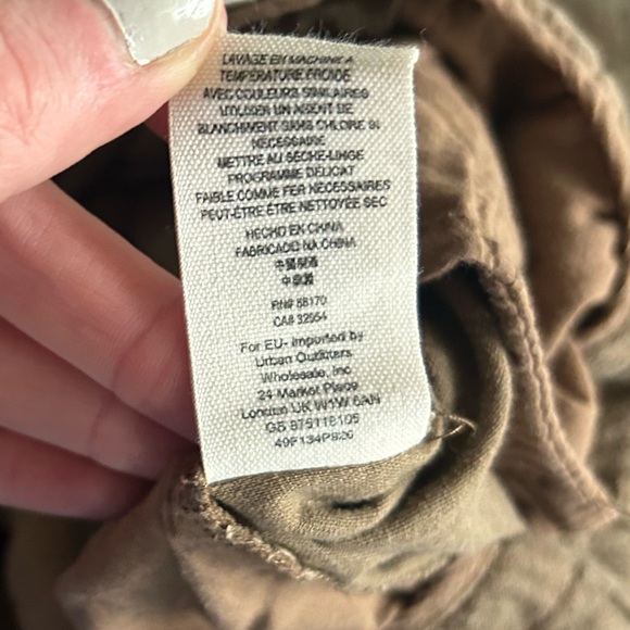 FREE PEOPLE Brown Linen Drawstring Cropped Trousers Boho Office Travel Work Sz 2 - Picture 10 of 10